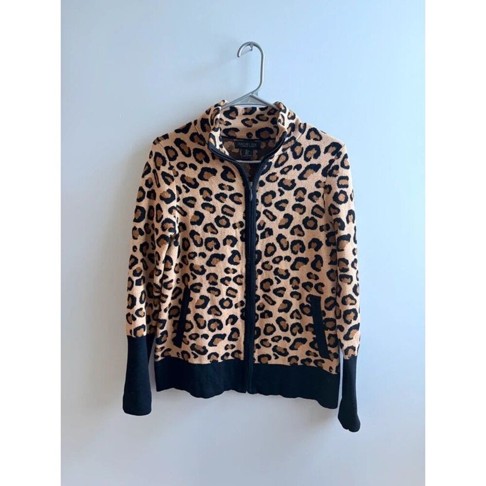 Rachel Zoe Leopard Print Full-Zip Knit Cardigan Sweater, cute, fall, winter,warm